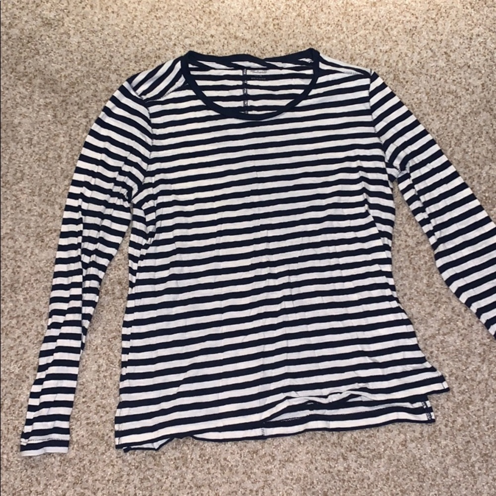 madewell navy blue and white stripe shirt -medium